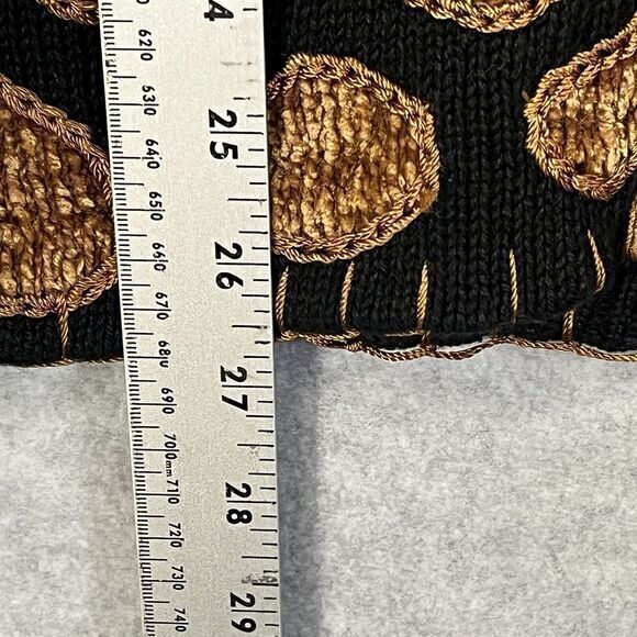 Vintage VICTORIA HARBOUR Safari Cardigan Sweater Animal Print Black Womens Small - Picture 5 of 12